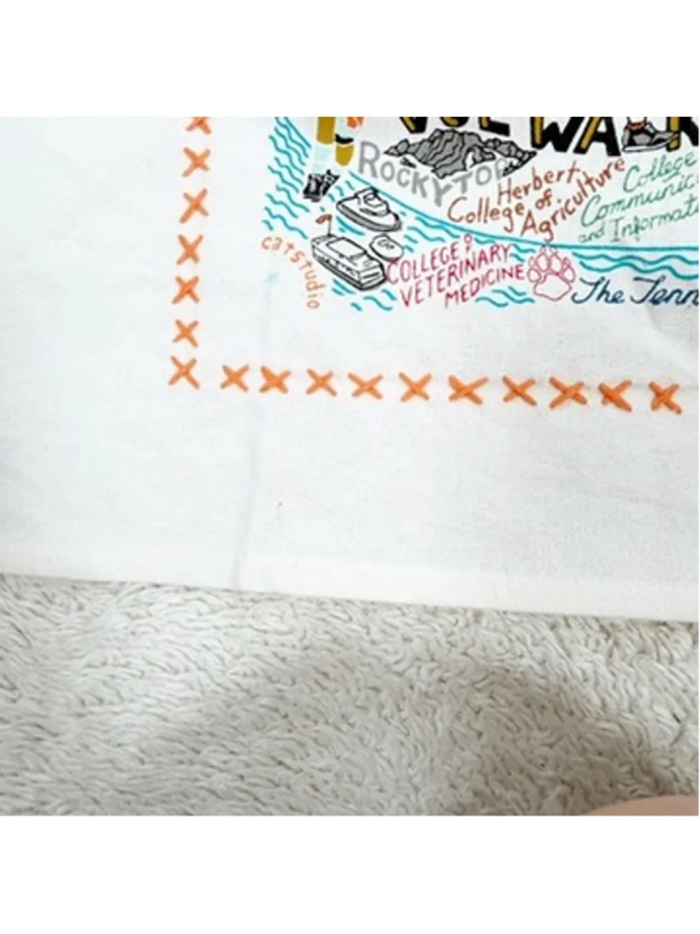 Catstudio UT Tennessee Volunteers Tea Towel Embroidered Cotton Dish Towel NEW